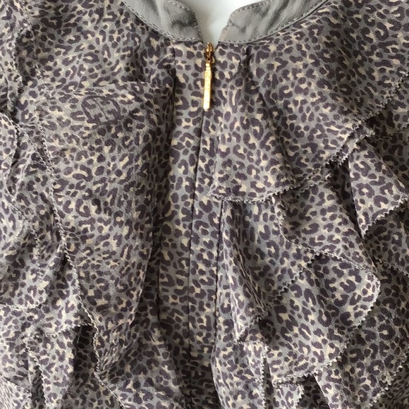 Tory Burch Silk Leopard Print Ruffle Front Blouse with Camisole - Picture 10 of 16